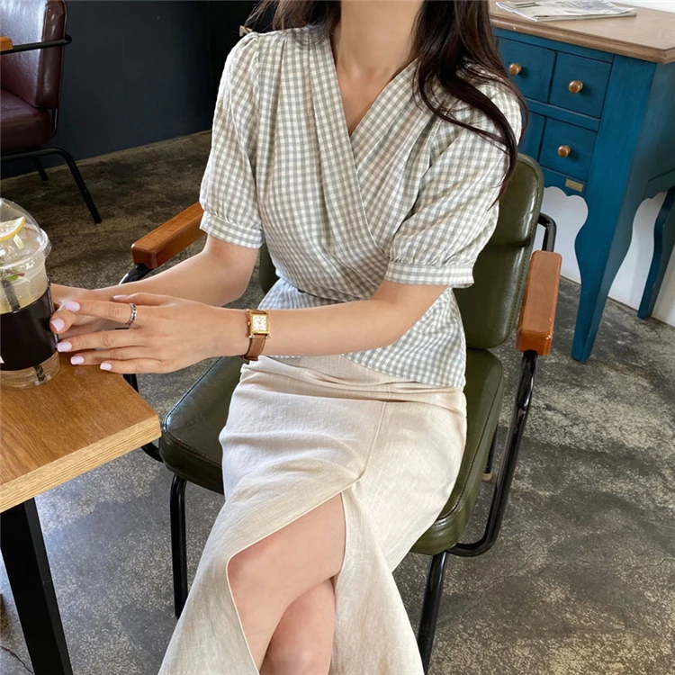 Новинка 2021 летние женские блузки винтажные повседневные Модные цельные рубашки