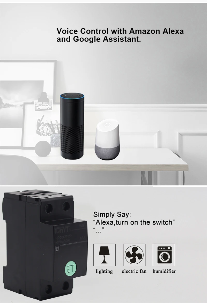 Interruptor de Interruptor Inteligente com Alexa Casa para Casa Tuya Wifi Google Inteligente 63a 9 63a tuya wifi interruptor de interruptor inteligente