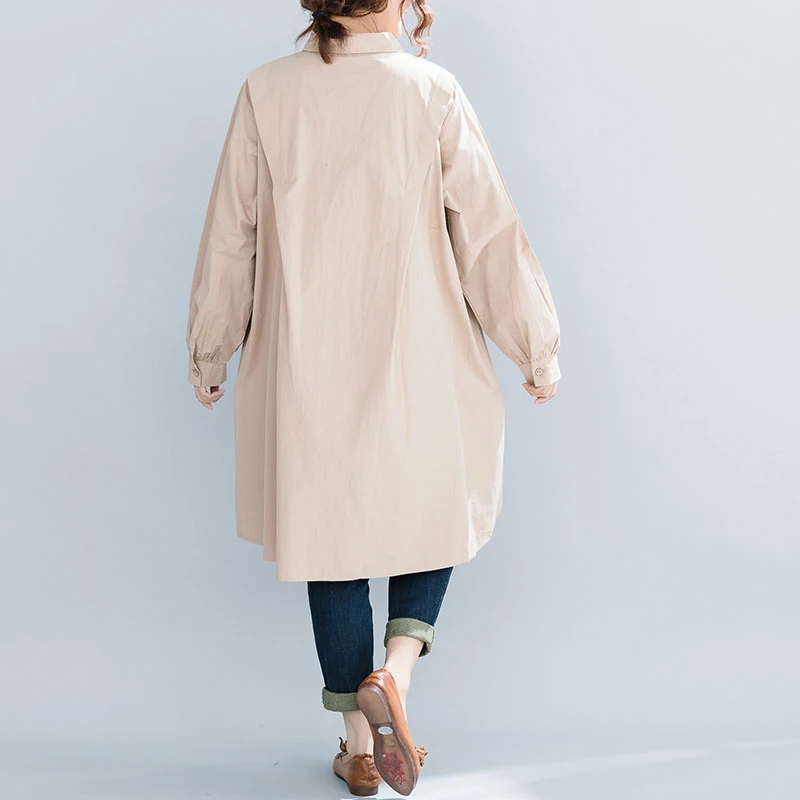 Женская рубашка с отложным воротником длинным рукавом свободного