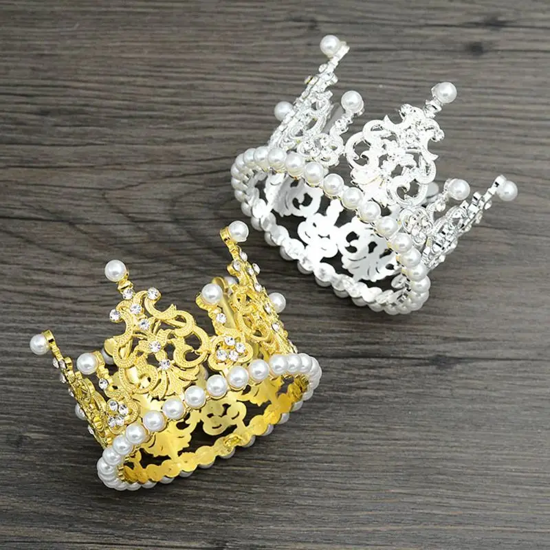 

1 Pc Shiny Rhinestone Faux Pearl Crown Newborn Photography Props Baby Photoshoot Birthday Party Headband Accessories