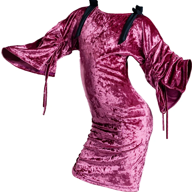 

2020 Girls Latin Dance Dress Rose Red Salsa Dance Dress Samba /Ballroom/Tango/Chacha Latin Dancing Performance Clothes