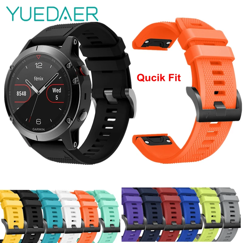 Ремешок силиконовый для Garmin Fenix 6 6S 6X Pro быстросъемный браслет наручных часов 5 5S 5X