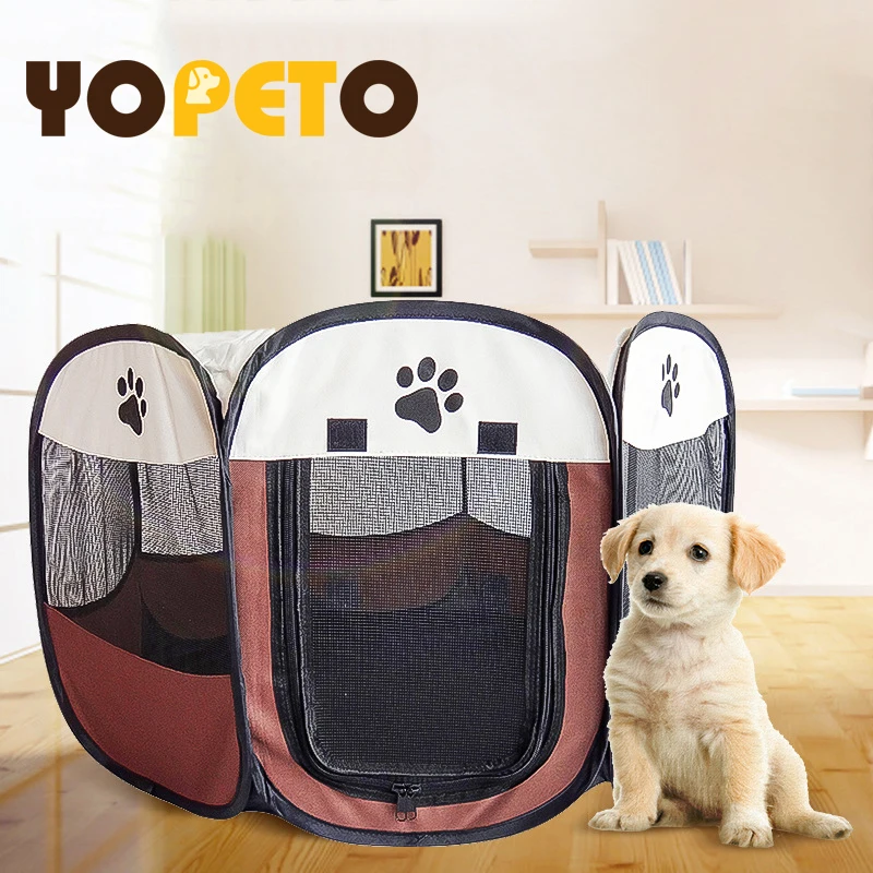 

Portable Folding Pet Tent Dog House Cage Dog Cat Tent Playpen Puppy Kennel Easy Operation Fence Doghouse Octagonal Crate