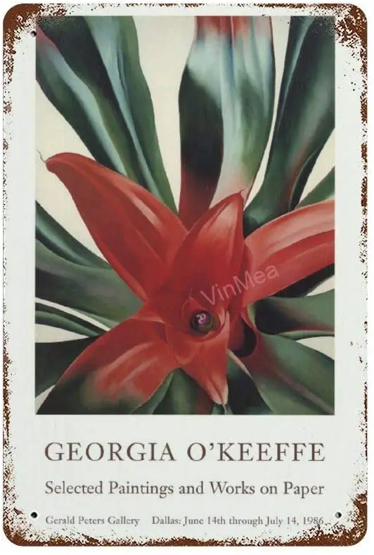 

Ретро Стиль-Georgia o 'keeffe-металлический знак с листьями растения для украшения стен для кофе ресторанов