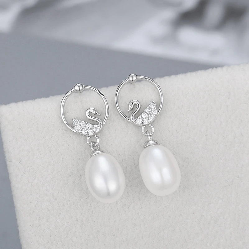 

Fine Jewelry Genuine 100% 925 Sterling Silver Drop Earring Luxury Pearl Earring For Women Wedding Silver 925 Jewelry Gifts