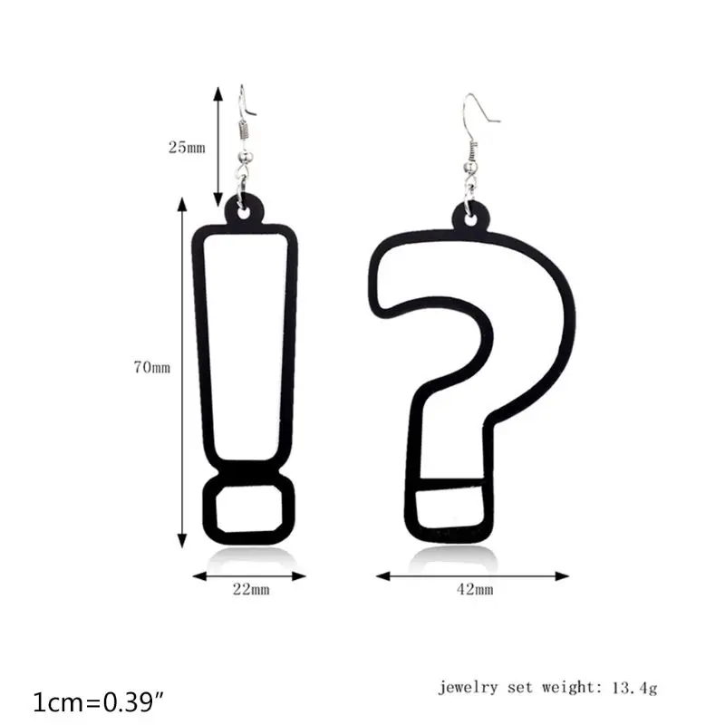 

3D Fashion Women Earrings Creative Question Mark Exclamation Drop Pendant Trend Wild Asymmetric Earring Jewelry Gift