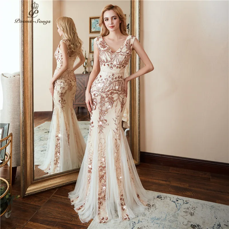 Стихи песни вечернее платье с v-образным вырезом vestido de festa вечернее платье роскошное Золотое платье с блестками для выпускного вечера U-back
