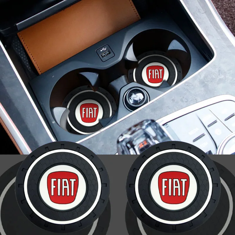 

1Pcs New Car Water Cup Non-slip Mat Storage Tank Mat decorate For Fiat Punto Abarth 500 Stilo Ducato Palio badge uno Car Styling