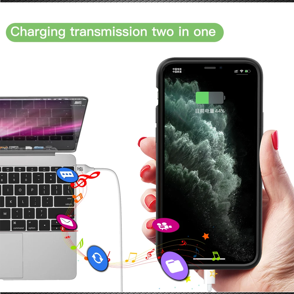 Фото Чехол-батарея KEYSION для iPhone 11 Pro Max Music/Sync Smart Power Bank зарядное устройство X Xs XR Чехол-батарея KEYSION для iPhone 11 Pro Max Music/Sync Smart Power Bank зарядное устройство X Xs XR