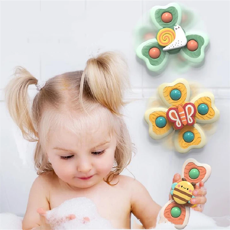 Детские погремушки для душа в ванную с гироскопом животное присоска Спиннер