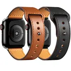 Ремешок кожаный для Apple watch band 44 мм 40 мм 42 мм 38 мм 44 мм, аксессуары для смарт-часов, браслет для iWatch 6 se 3 4 5, черный