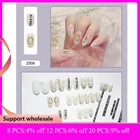 24 шт.компл., накладные ногти для женщин, блестящий кристалл, 3D Стразы, искусственные ногти, свадебные накладные ногти для невесты