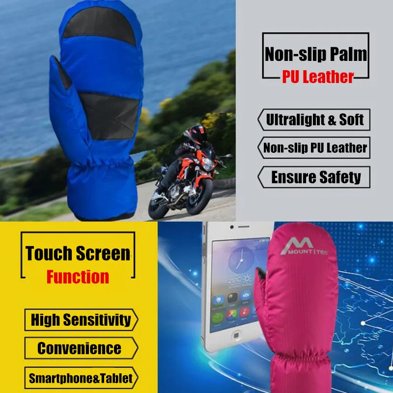 20p MOUNTITEC Unisex Duck Down Mittens Men&ampWomen Folding Pocket Mitten Winter Warm Waterproof Windproof Touch Screen Ski Gloves |