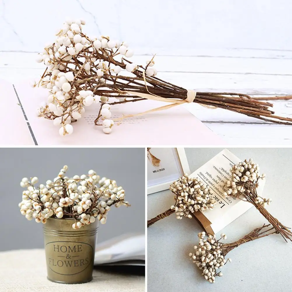 Natural Cotton Balls Tallow Tree Fruit Dried Flower Home Handicraft Decoration Plants Wedding Party Material DIY Artificial Q7L3