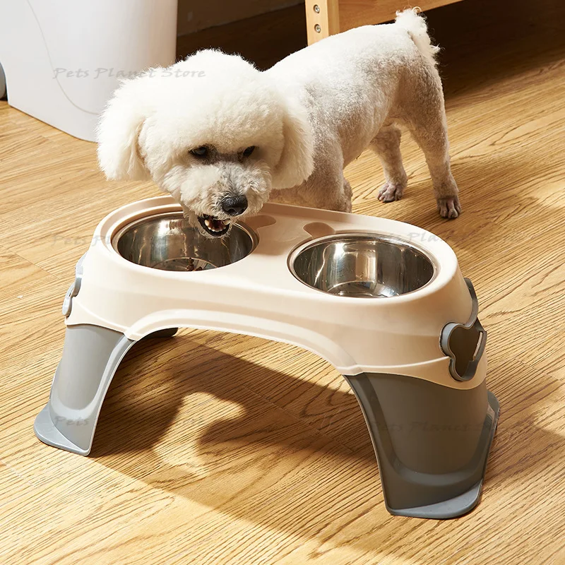 

Pet Bowl Dog Cat Drinking Water Feeding Double Bowl Cervical Spine Cat Dog Basin Pet Stainless Steel Supplies