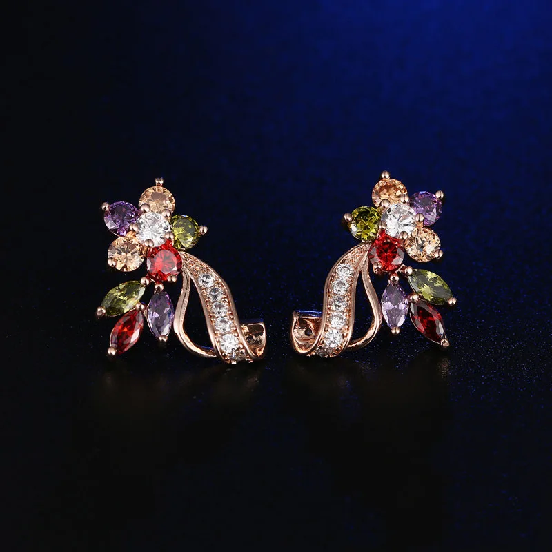 

18K Gold Color Stud Women Earrings Fine Jewelry AAA Cubic Zircon Wholesale Fashion Gift for Women Girl Wedding Party