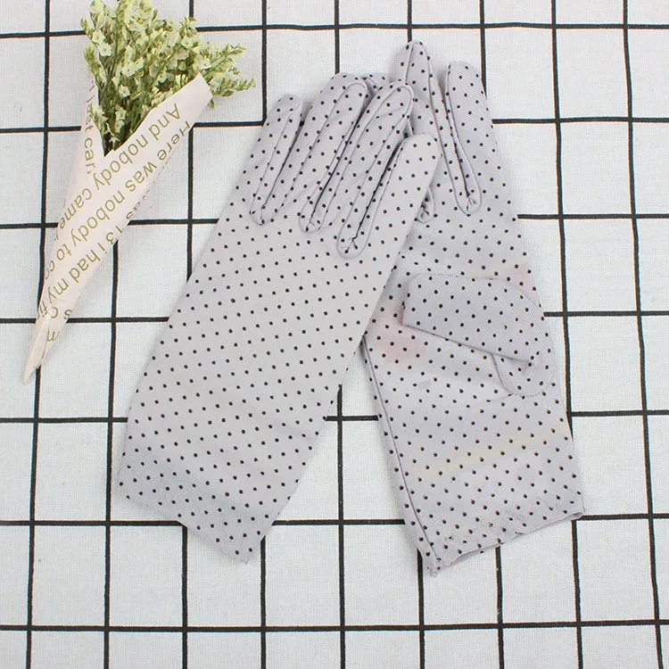 Женские летние перчатки с узором в горошек защита от УФ лучей для езды на