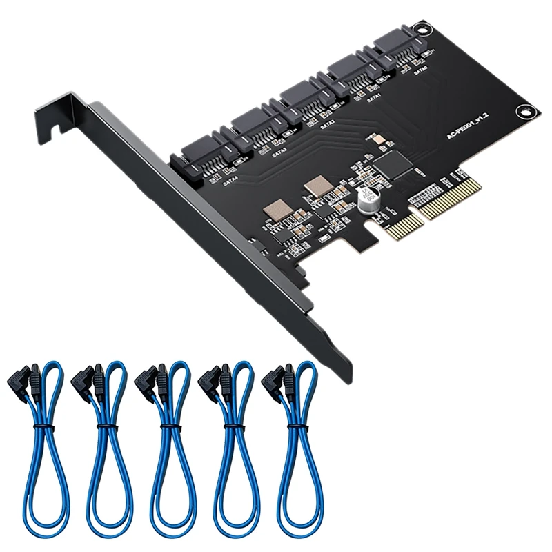

SATA3.0 Expansion Card,6Gbps 5 Ports SATA to PCI Express Controller Card Converter Expansion Adapter Board