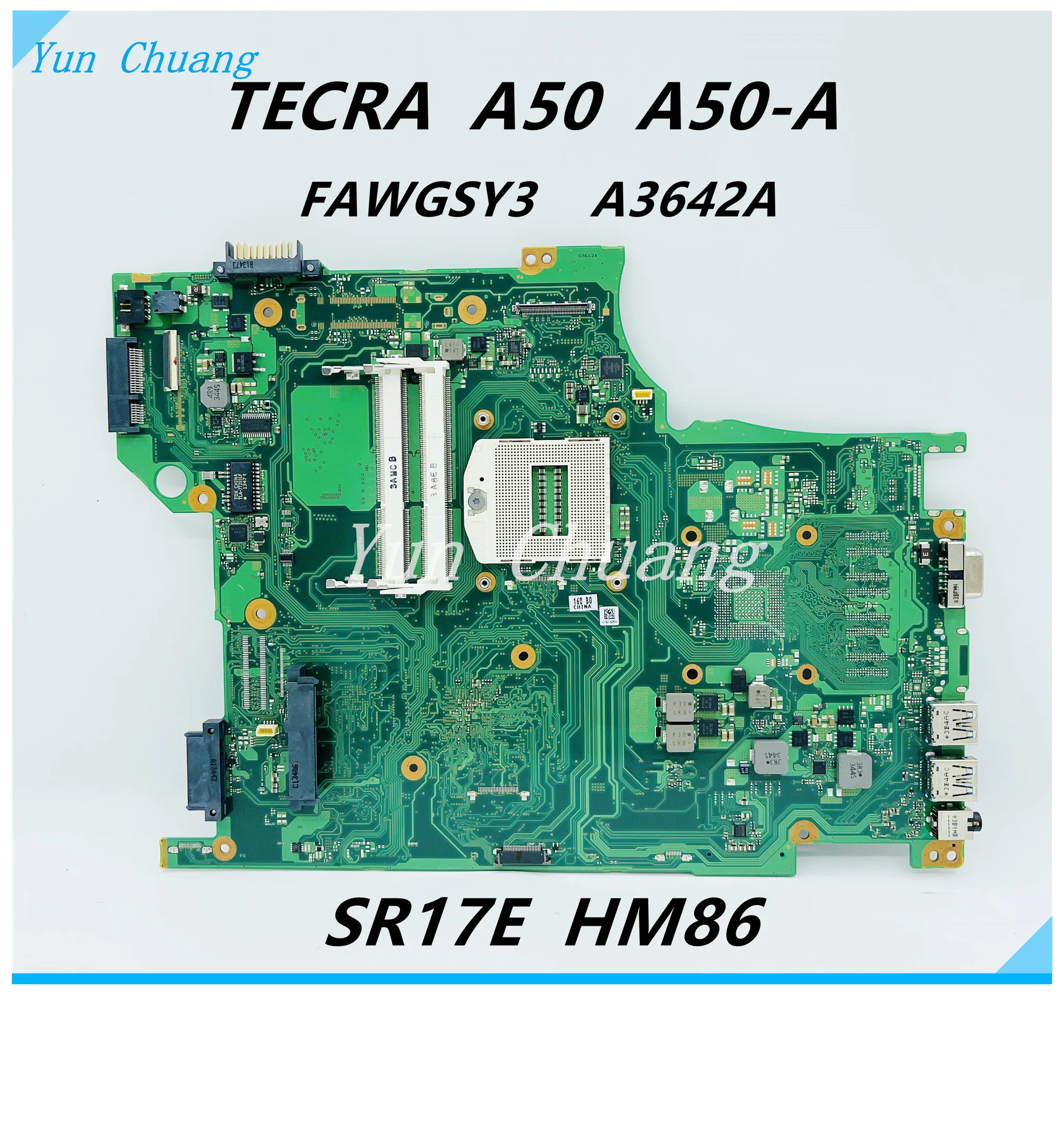 Фото FAWGSY3 A3642A оригинальная материнская плата для ноутбука Toshiba Tecra A50 системная SR17E HM86 UMA
