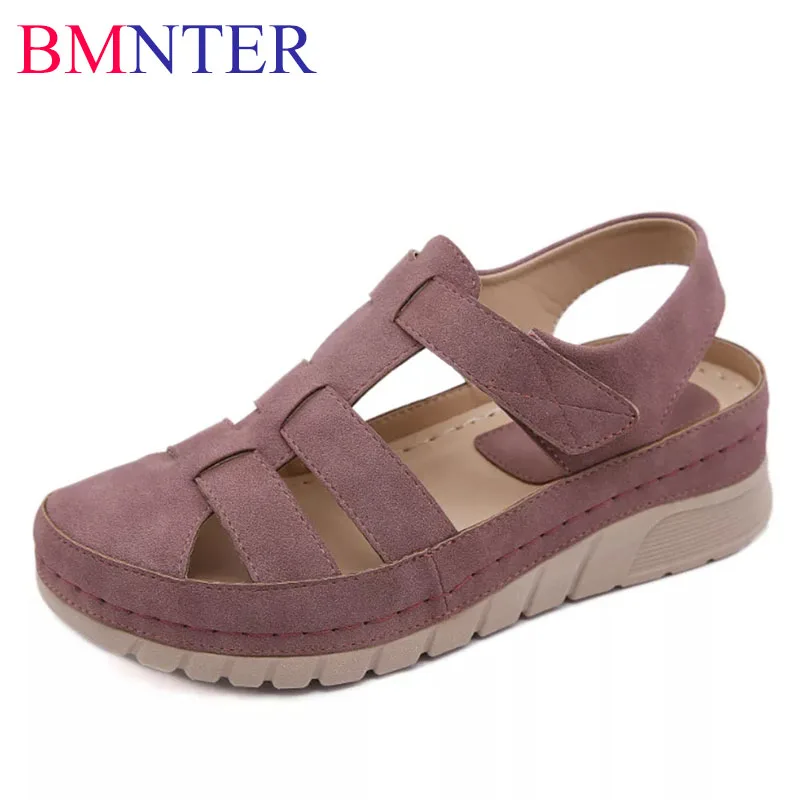 BMNTER женские летние повседневные Прошитые женские туфли, женские туфли на платформе в стиле ретро, сандалии размера плюс светильник Ladies q115