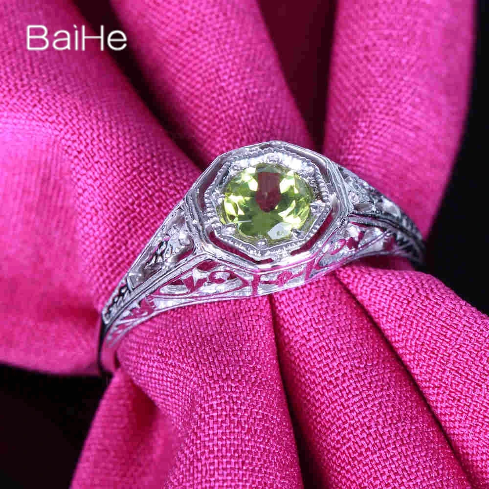 BAIHE однотонные 14K белые золотые зеленые хризолитовые бриллиантовые винтажные