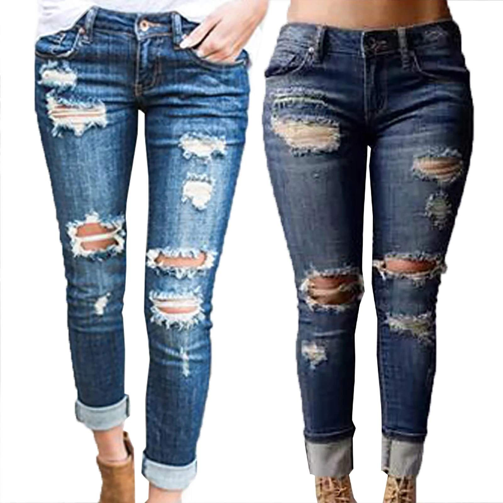 

Women High Waisted Jeans Ripped Skinny Jeans Pencil Pants Distressed Boyfriend Pants Casual Slim Fashion Trousers Bottoms Pants