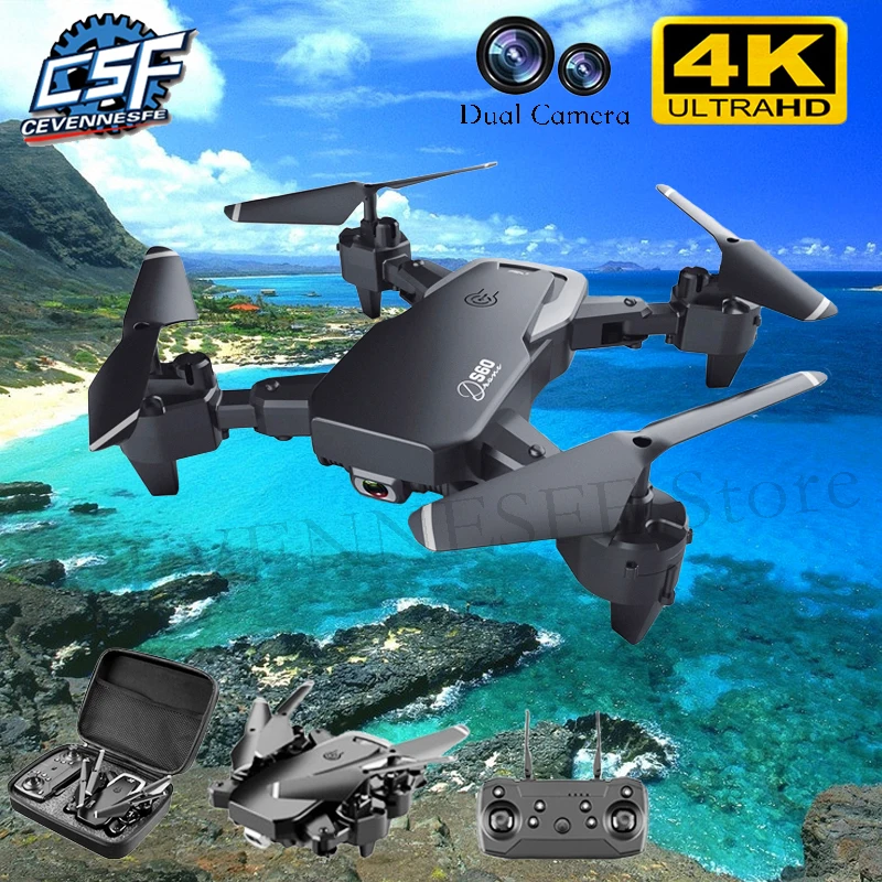 Дрон S60 складной с двойной камерой 4K/2021 P Wi Fi Fpv|Радиоуправляемые вертолеты| |