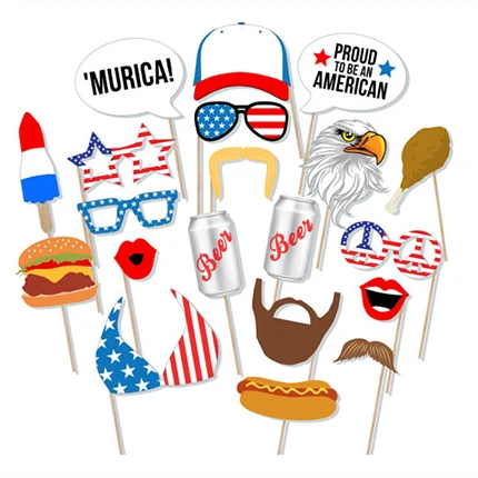 

July Fourth Party Decorations DIY Murica Photo Booth Props USA Independence Day Photobooth Props Carnival Party Supplies PZ045