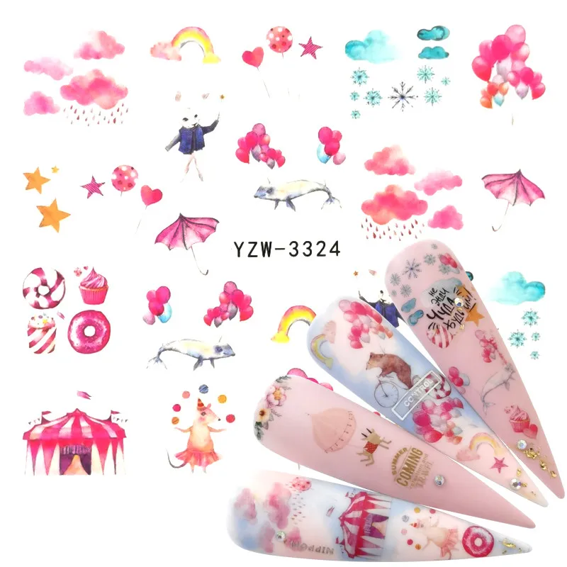 

FWC 2021 New 1 PC Water Nail Stickers Mysterious Starry Series Designs Transfer Sliders For Nail Watermark Decals DIY Manicure
