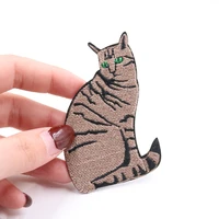 high quality cute cat patches on clothes embroidered patch diy animal pet iron on stickers for clothing jacket jeans badges