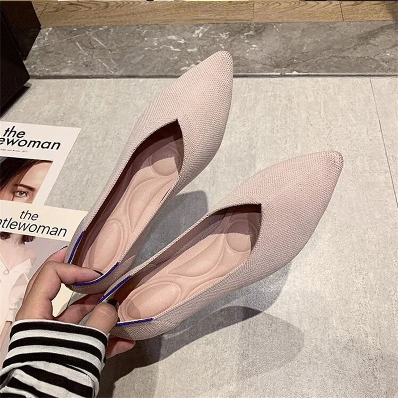 Big Size 42 43 Elastic Knitting Pink Flat Shoes Lady Casuales Comfortable Espadrilhe Feminina Black Yellow Shoes for Women New