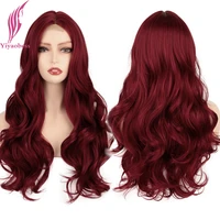 yiyaobess 24inch long red lace wig synthetic natural hair cosplay glueless party wigs for women high temperature peruca
