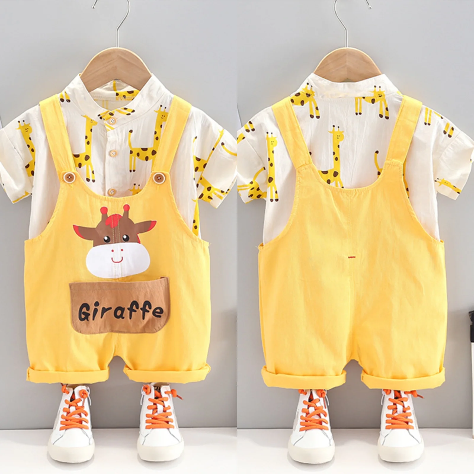 

2 шт., детский летний комбинезон с коротким рукавом и мультяшным принтом