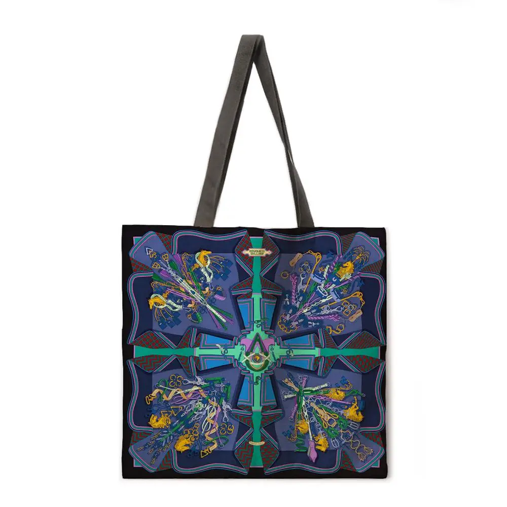 

Women's beach bag, foldable shoulder bag, shopping bag, exotic printed tote bag, linen casual tote bag, reusable