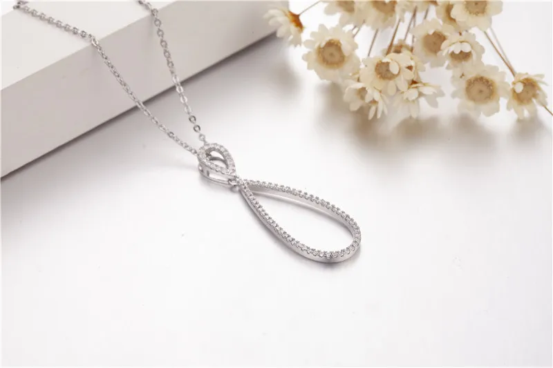 Этнические ожерелья для женщин из стерлингового серебра 925 с длинным блестящим подвесом и камнями зиркон 5a, подходят для свадебных торжеств и в качестве подарка для девушек.