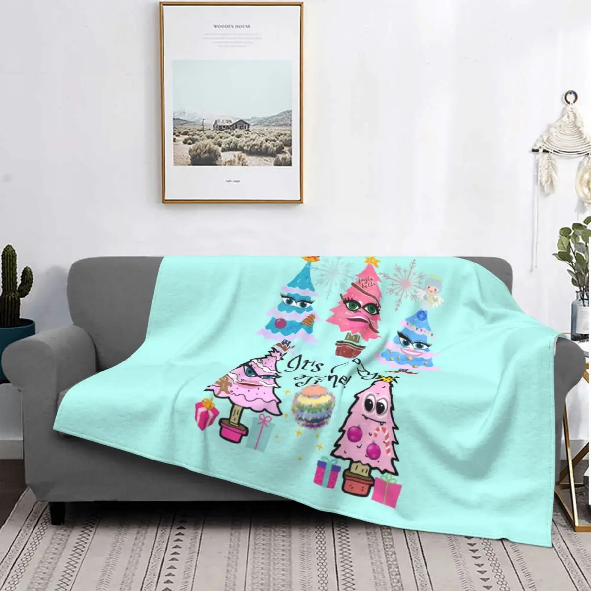 

It's Cozy Time Winter Holiday Christmas Gift Blanket Flannel Portable Throw Blanket Sofa Throw Blanket for Home Bedroom Outdoor