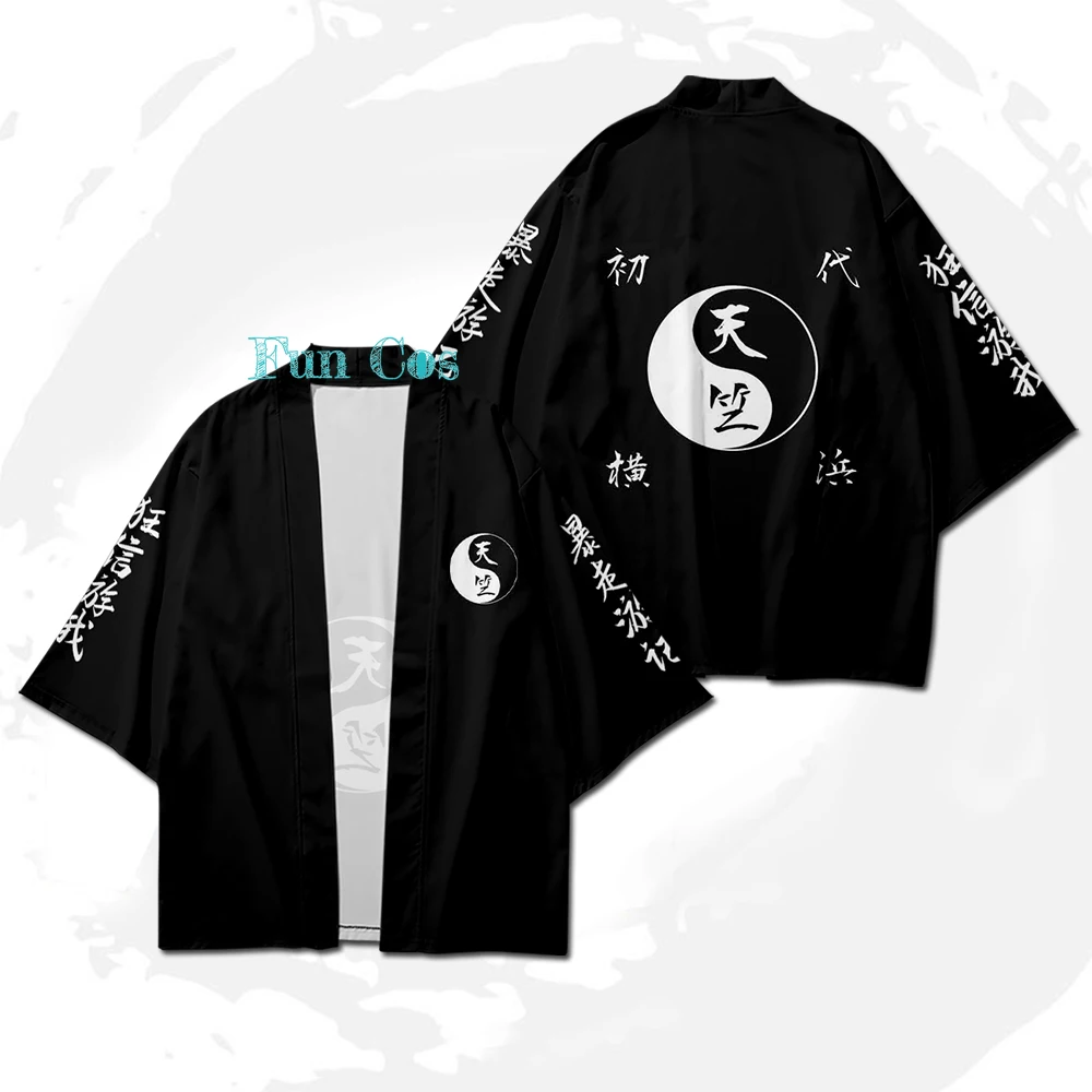 Мужская футболка с коротким рукавом черная/красная Униформа тенджику из аниме