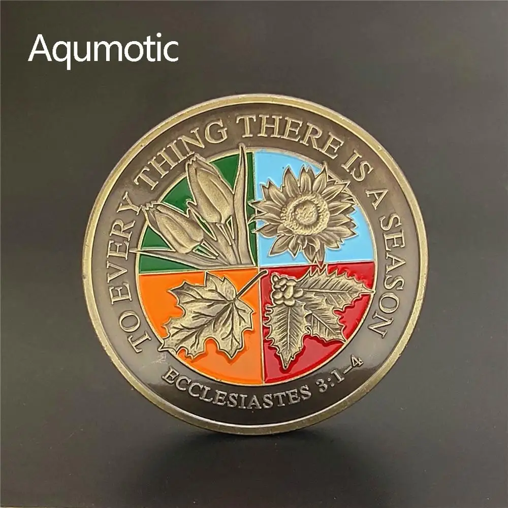 

Aqumotic рельефные монеты четыре сезона жизни Философия памятные монеты все прошло вечный момент окрашенные украшения