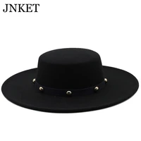 jnket retro unisex worsted top hats fashion jazz hat travel sunhat large brim flat cap