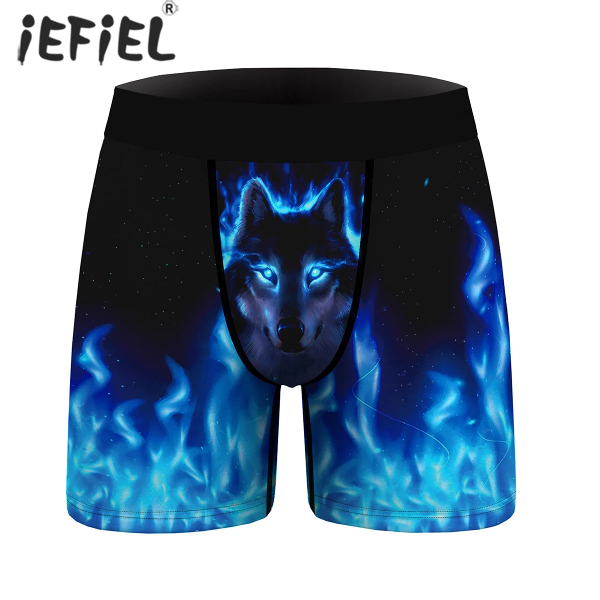 

Summer Men Fashion Wolf Lion Print Boxer Brief Elastic Waistband Mid Rise Breathable Shorts Underwear Nightwear Casual Wear
