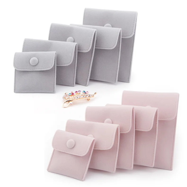 

Quality Velvet Jewellery Pendant Necklace Ring Earrings Storage Pouches Jewelry Packaging Gifts Bag with Snap Fastener