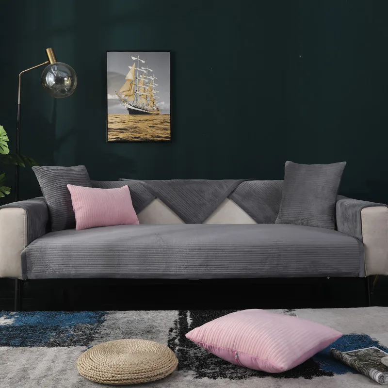 Секционный чехол для дивана хлопковое покрытие черного и белого цвета гостиной 1