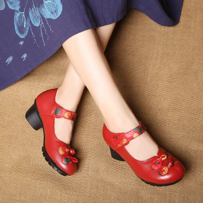 Женские туфли в стиле ретро с круглым носком Нескользящие на мягкой подошве