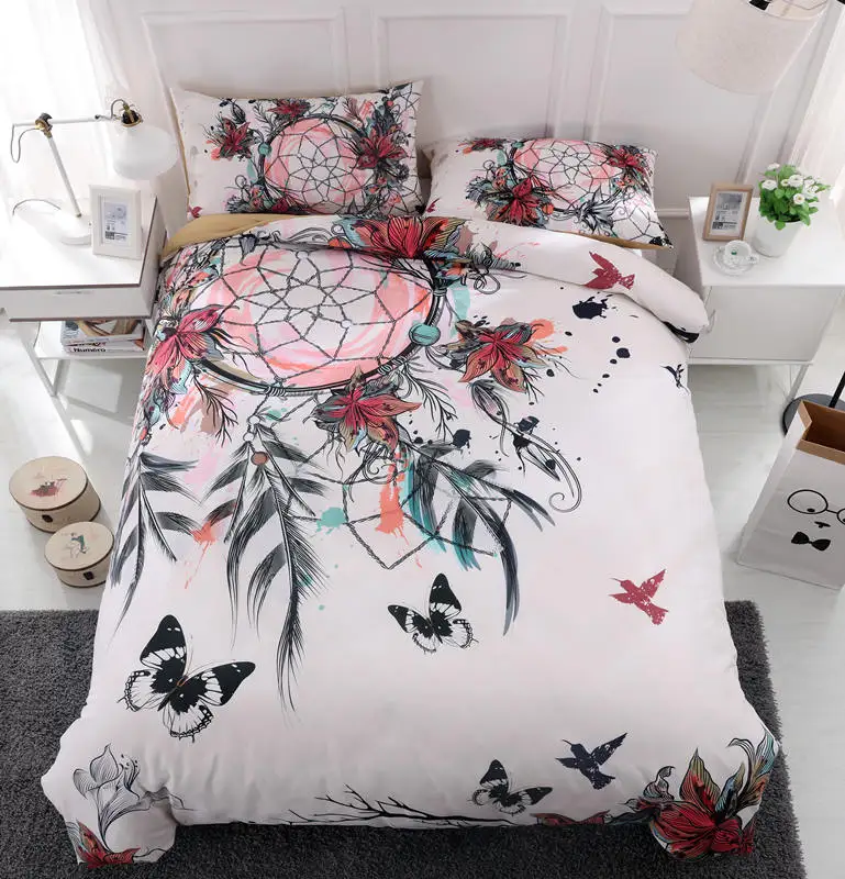 3D Ловец снов печатных постельных принадлежностей белый в качестве фона