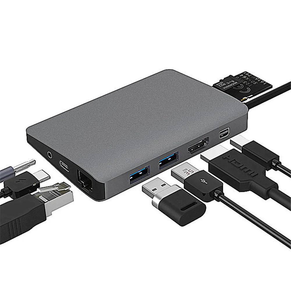 Ouhaobin 9 в 1 концентратор USB Type-C адаптер типа C к HDMI/RJ45 многофункциональный для
