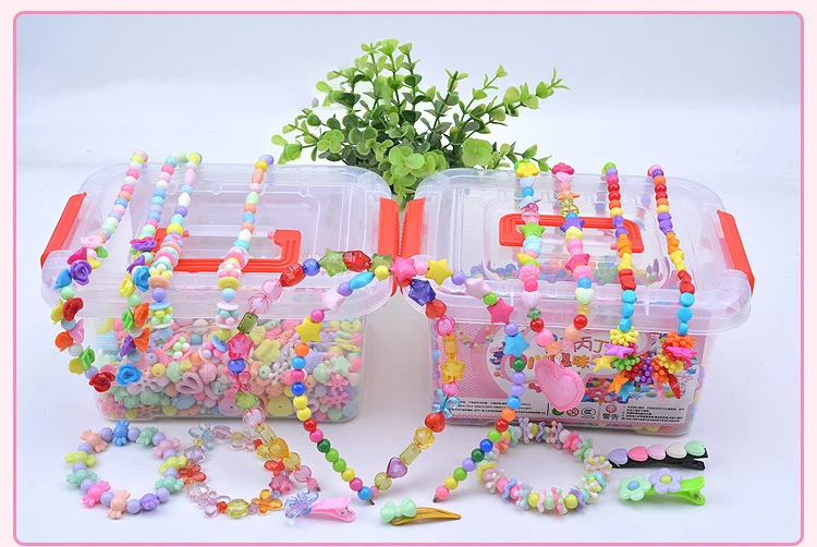 1000 шт DIY бусины игрушки для детей с коробкой для хранения ручной работы развивающий Творческий браслет ювелирные изделия для девочек Изготовление ювелирных изделий игрушки подарок