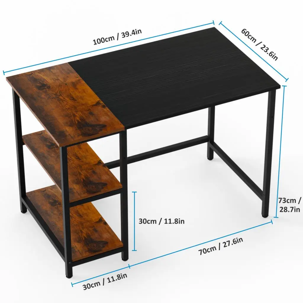 

40" Home Office Computer Desk Study Desk Computer Table With 2 Storage Shelves Laptop Desk Stable Metal Frame Easy Assembly