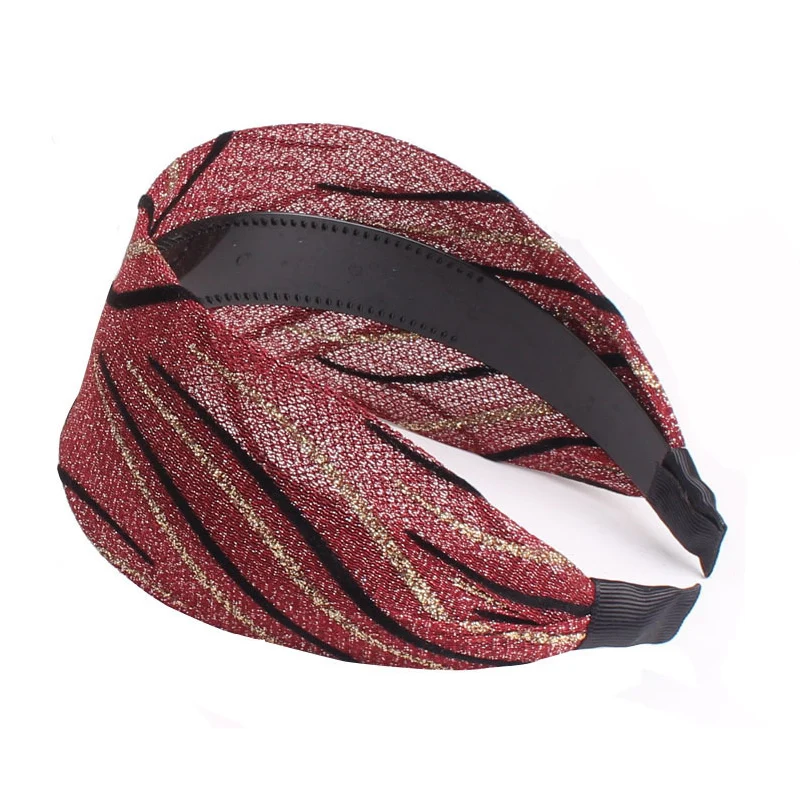 Женский широкий тюрбан с полосками нескользящий Бандаж эластичная повязка на