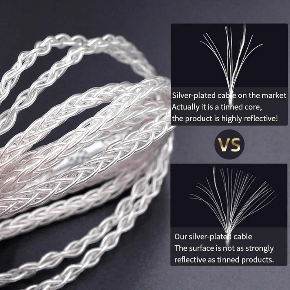 8-жильный медный плетеный кабель OFC с серебряным покрытием для CCA/наушники KZ