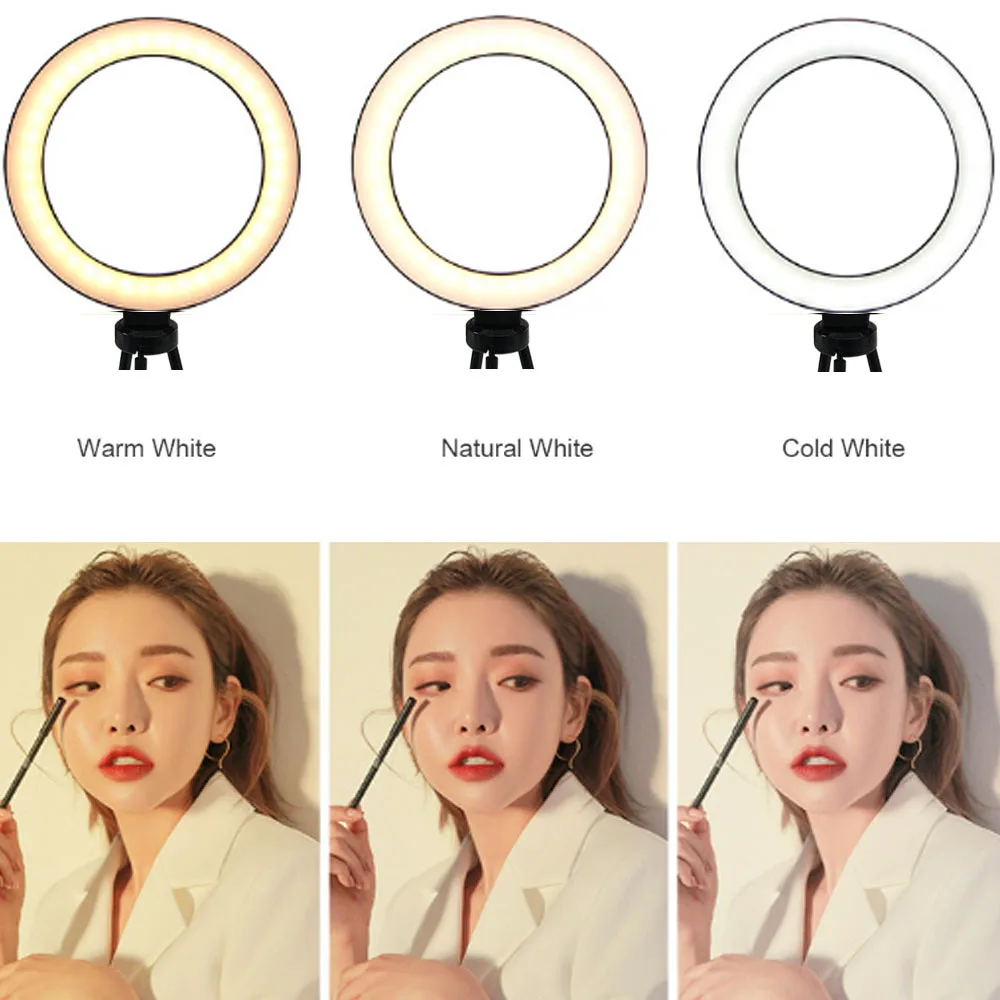 

10" LED Ring Light Photographic Selfie Ring Lighting with Stand for Smartphone Youtube Makeup Video Studio Tripod Ring Light